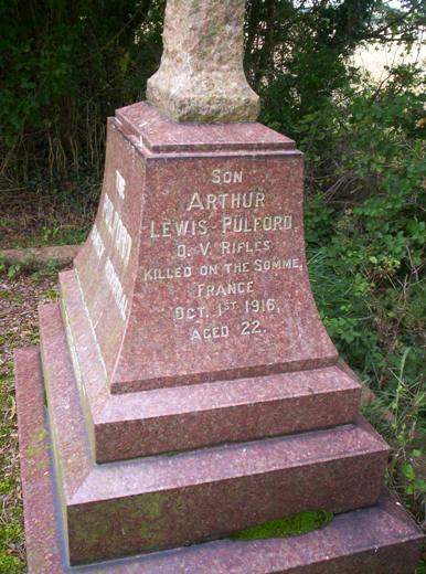 Close up of inscription for Arthur Pulford