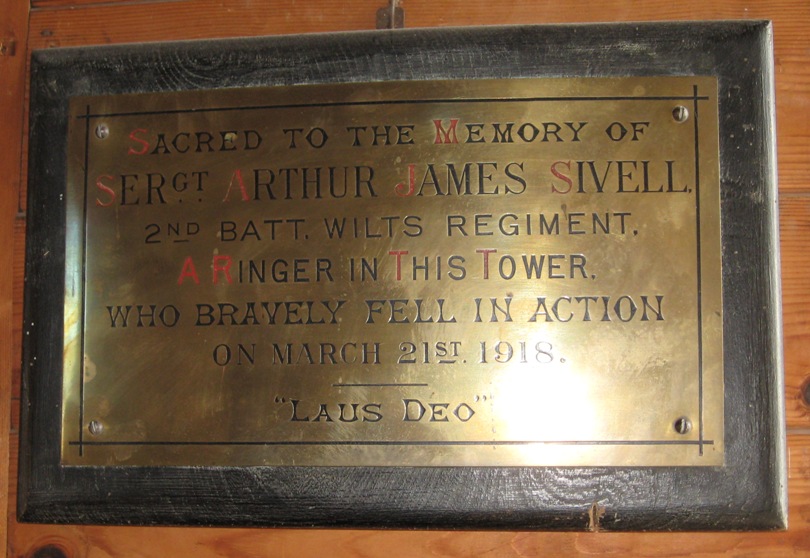 Memorial Plaque in bell ringers chamber, Holy Cross Church, Felsted